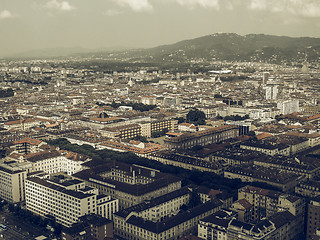 Image showing Aerial view of Turin vintage desaturated