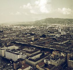 Image showing Aerial view of Turin vintage desaturated