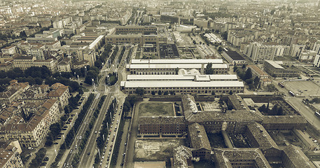 Image showing Aerial view of Turin vintage desaturated