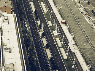 Image showing Aerial view of Turin vintage desaturated