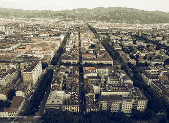 Image showing Aerial view of Turin vintage desaturated