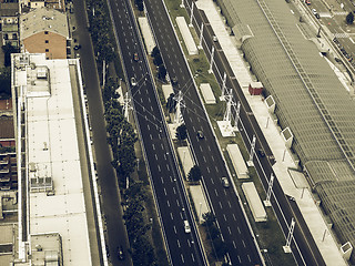 Image showing Aerial view of Turin vintage desaturated