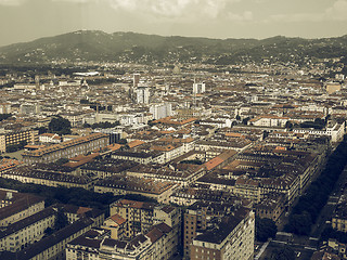 Image showing Aerial view of Turin vintage desaturated