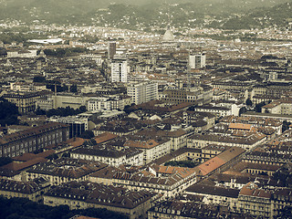 Image showing Aerial view of Turin vintage desaturated