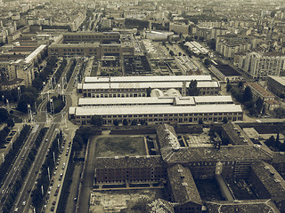 Image showing Aerial view of Turin vintage desaturated