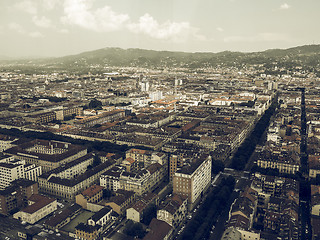 Image showing Aerial view of Turin vintage desaturated