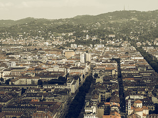 Image showing Aerial view of Turin vintage desaturated