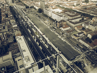 Image showing Aerial view of Turin vintage desaturated