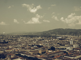 Image showing Aerial view of Turin vintage desaturated