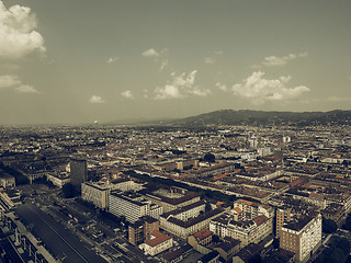 Image showing Aerial view of Turin vintage desaturated