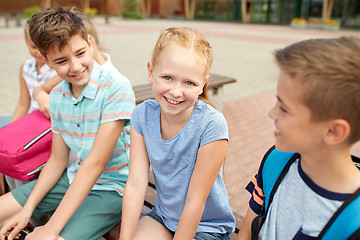 Image showing group of happy elementary school students talking