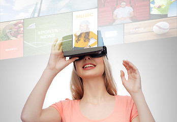 Image showing woman in virtual reality headset or 3d glasses