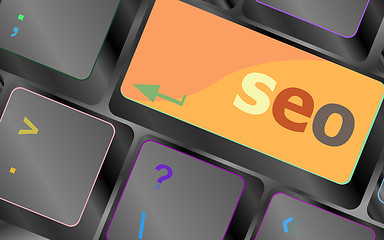Image showing SEO button on the keyboard. Business concept vector keyboard key. keyboard button. Vector illustration