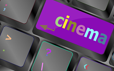 Image showing Business concept: Cinema key on the computer keyboard vector keyboard key. keyboard button. Vector illustration