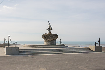 Image showing Taman, Russia - March 8, 2016: Monument to Soviet paratroopers - Lender gun with armored BKA 73 Azov flotilla Black Sea Fleet, who died 11.02.1943 in Kerch-Eltigen Operation