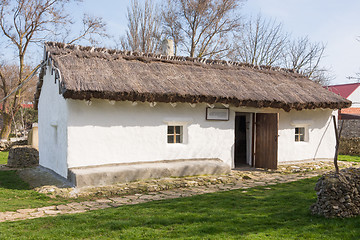 Image showing Taman, Russia - March 8, 2016: Old house - hut, house-museum exhibit in memory of the great Russian poet of stay MY Lermontov\'s Taman in September 1837