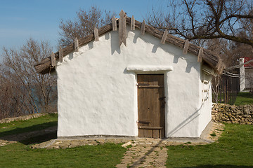 Image showing Taman, Russia - March 8, 2016: Old house nebolno - Russian hut, house-museum exhibit in memory of the great Russian poet of stay MY Lermontov\'s Taman in September 1837