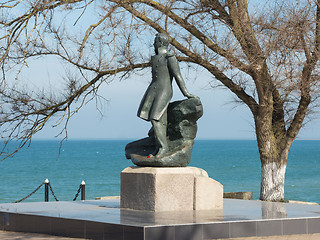 Image showing Taman, Russia - March 8, 2016: Mikhail Lermontov Monument in Taman, located on the shore of the Azov Sea