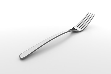 Image showing Silver fork on grey background