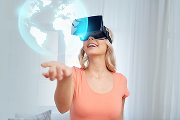 Image showing woman in virtual reality headset or 3d glasses