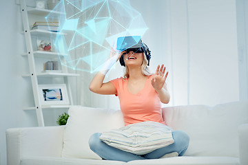 Image showing woman in virtual reality headset or 3d glasses