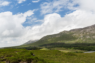 Image showing view to plain and hills at connemara in ireland