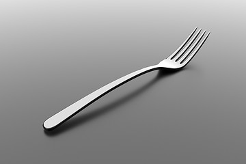 Image showing Silver fork on grey background