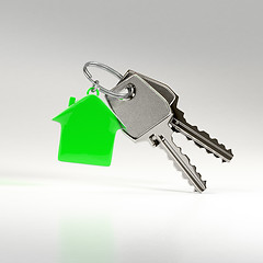 Image showing Keys with a house pendant. 