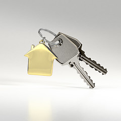 Image showing Keys with a house pendant. 