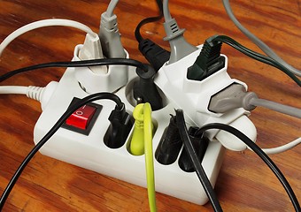 Image showing Overloaded extension cord