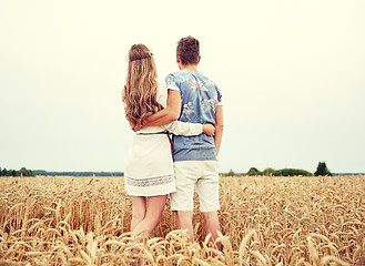 Image showing happy smiling young hippie couple outdoors