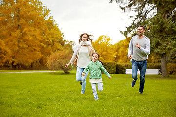 Image showing happy family walking in summer park