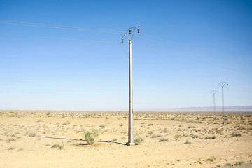 Image showing Power lines in Sahara