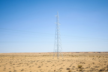 Image showing Power lines in desert