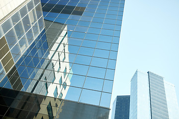 Image showing close up of office building or skyscraper and sky