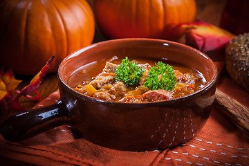 Image showing Gourmet hearty goulash soup 