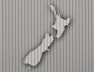 Image showing Map of New Zealand on corrugated iron