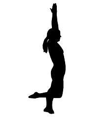 Image showing Silhouette of woman doing yoga