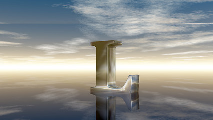 Image showing metal uppercase letter l under cloudy sky - 3d rendering