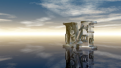 Image showing machine letter m under cloudy sky - 3d illustration