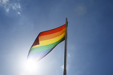 Image showing Rainbow flag on a flagpole