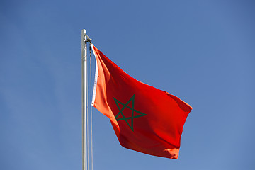 Image showing National flag of Morocco on a flagpole