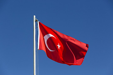 Image showing National flag of Turkey on a flagpole