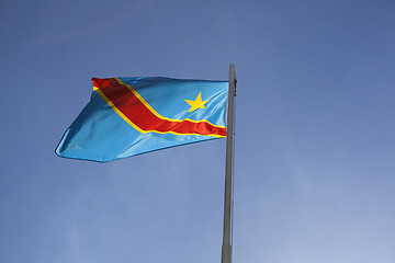 Image showing National flag of Congo on a flagpole