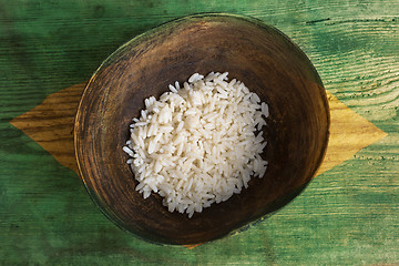 Image showing Poverty concept, bowl of rice with Brazilian flag