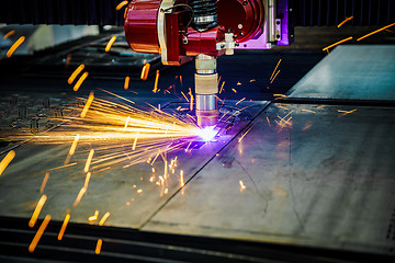 Image showing CNC Laser plasma cutting of metal, modern industrial technology.