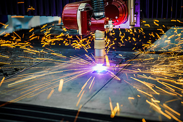 Image showing CNC Laser plasma cutting of metal, modern industrial technology.