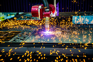 Image showing CNC Laser plasma cutting of metal, modern industrial technology.