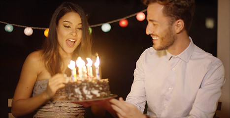 Image showing Pretty young woman celebrating her birthday