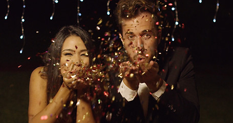 Image showing Young couple celebrating New Year